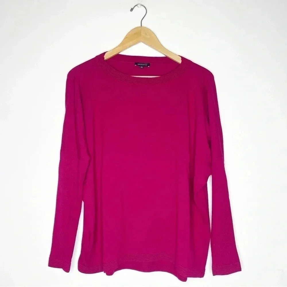 Lafayette 148 New York Pink Long Sleeve Dolman Sweater Size Small